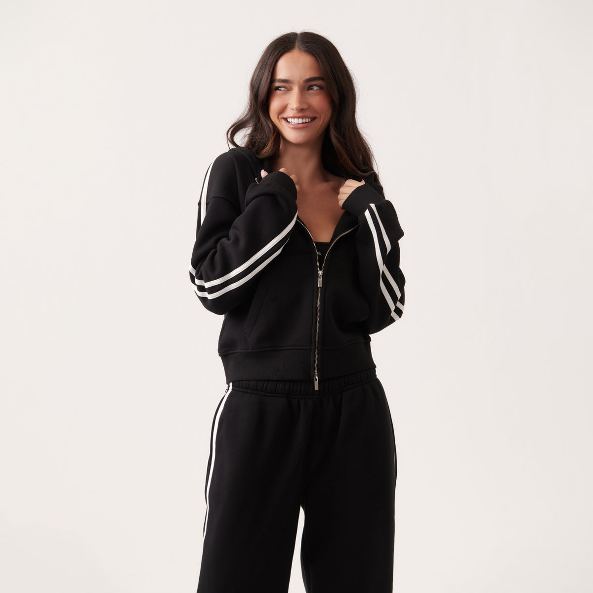 Striped Zip Up Hoodie